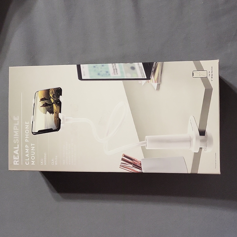 Real Simple clamp phone mount, white